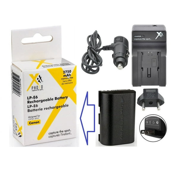 Hi Capacity LP-E6 Li-Ion Battery & 110/220V AC/DC Charger for Canon EOS 90D