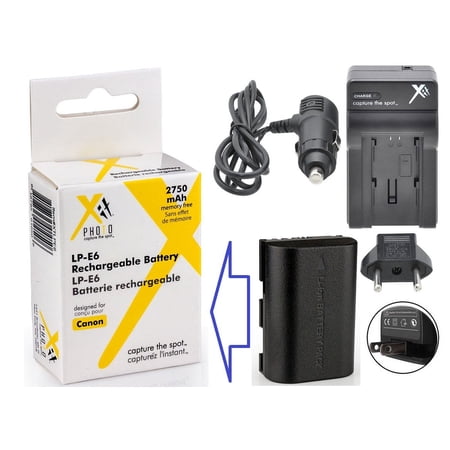 Hi Capacity LP-E6 Li-Ion Battery & 110/220V AC/DC Charger for Canon EOS 90D