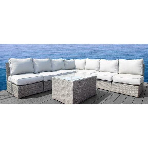 Living Source International 8-Piece Sectional Seating Group with Cushion in Gray
