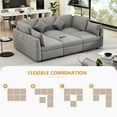thumbnail image 3 of BedLuxury 5 Seater Reversible Modular Sectional Sofa,Convertible Sleeper Couch Bed, Upholstered Corner Sofa with a Movable Ottoman and USB Ports for Living Room, Lightgrey, 3 of 8