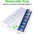 thumbnail image 3 of Pastillero semanal, pastillero grande para tomar 2 pastillas al día, organizador de viaje con botón pulsador para medicamentos, vitaminas y aceite de pescado., 3 of 5