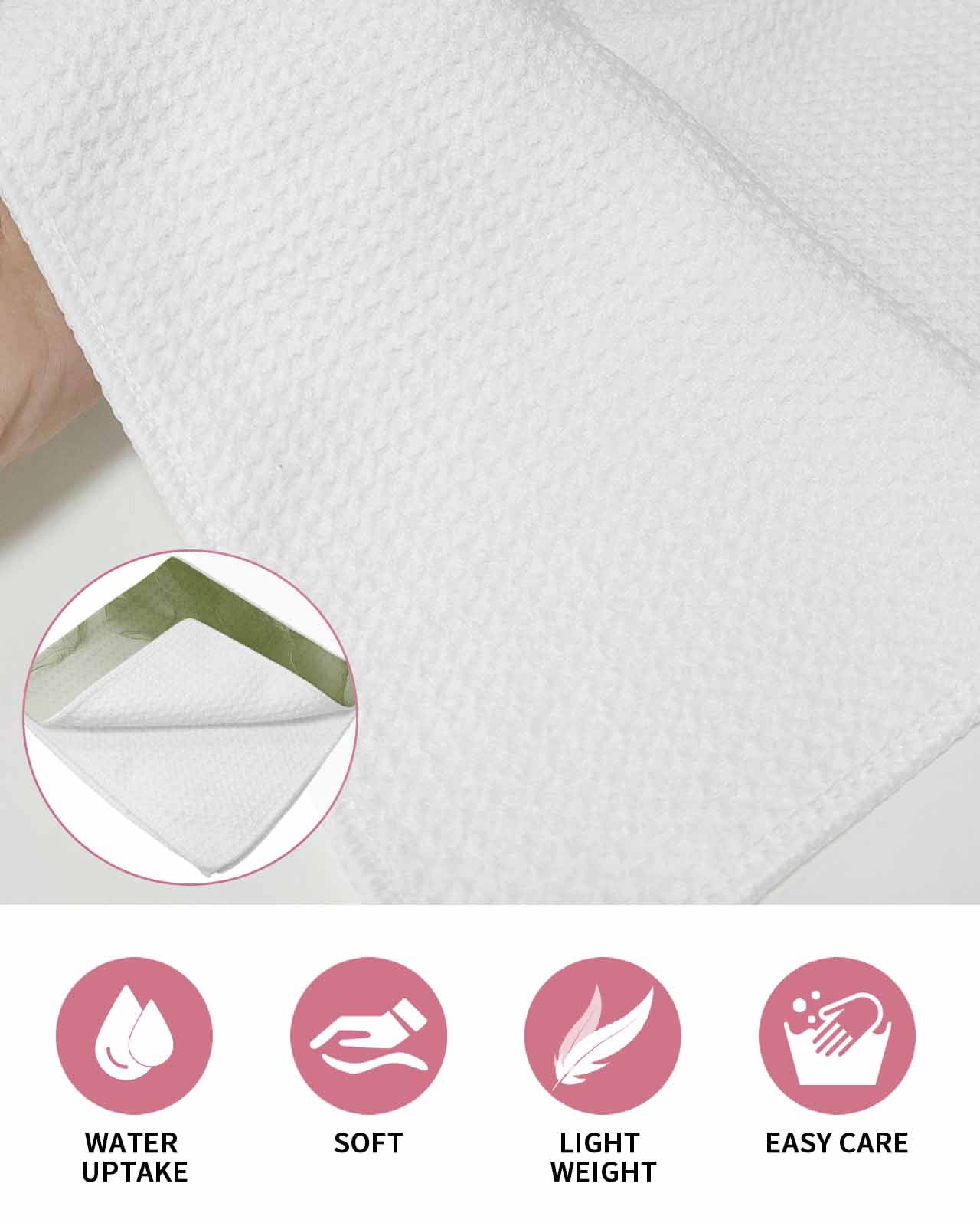 Sage Green Marble Kitchen Dish Towels for Drying Dishes Set of 4, Modern Ombre Abstract Ink Painting Art Waffle Weave Microfiber Hand Tea Bathroom Towels Quick Dry & Absorbent Towel 15.7x23.6