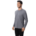 thumbnail image 4 of Men's Dry Fit Poly Long Sleeve Shirt, 100 Polyester Crewneck Moisture Wicking Tee, Charcoal Grey, L, 4 of 6