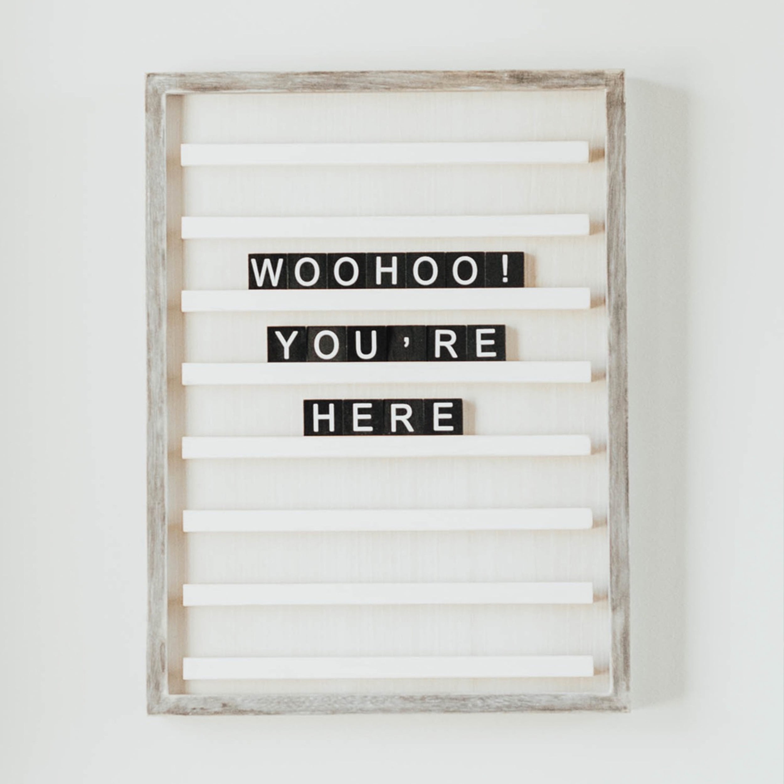Stiles Tile Letter Board Set, Wooden Message Board with 122 Letters and Numbers for Celebrations, Baby Announcements, or Milestones, 23.6 by 17.7 Inches, Rustic