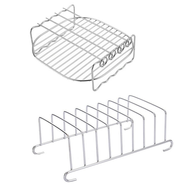 MasteelfCA 1 Ensemble 2 Pcs Accessoires pour Friteuse à Air Chaud Grille en Acier Inoxydable (Argent)