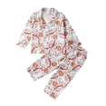 thumbnail image 1 of Conjuntos de pijamas de satén de Navidad para niños, ropa de dormir informal de Navidad con estampado de galletas de Papá Noel, camisetas de manga larga con botones, pantalones, moda, 1 of 4