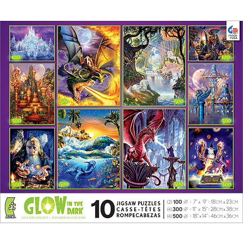 2006 Ceaco 10pk Glow in The Dark Jigsaw Puzzle 3400pc Total Fantasy for sale online 