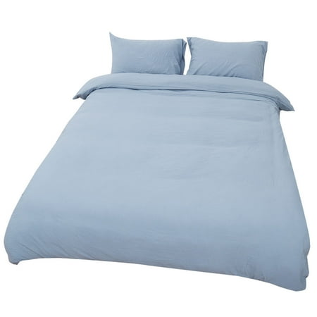 Washed Cotton Duvet Cover Sets Zipper Closure Bedding Set 2 2