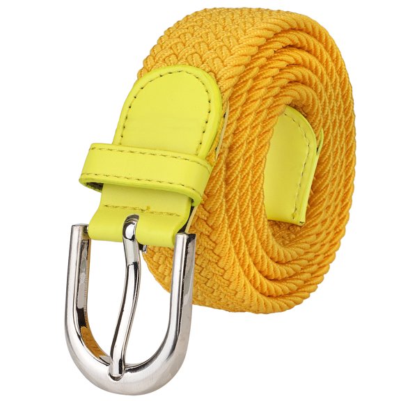 Falari Men Women Canvas Elastic Fabric Woven Stretch Braided Belt - Gold X-Large