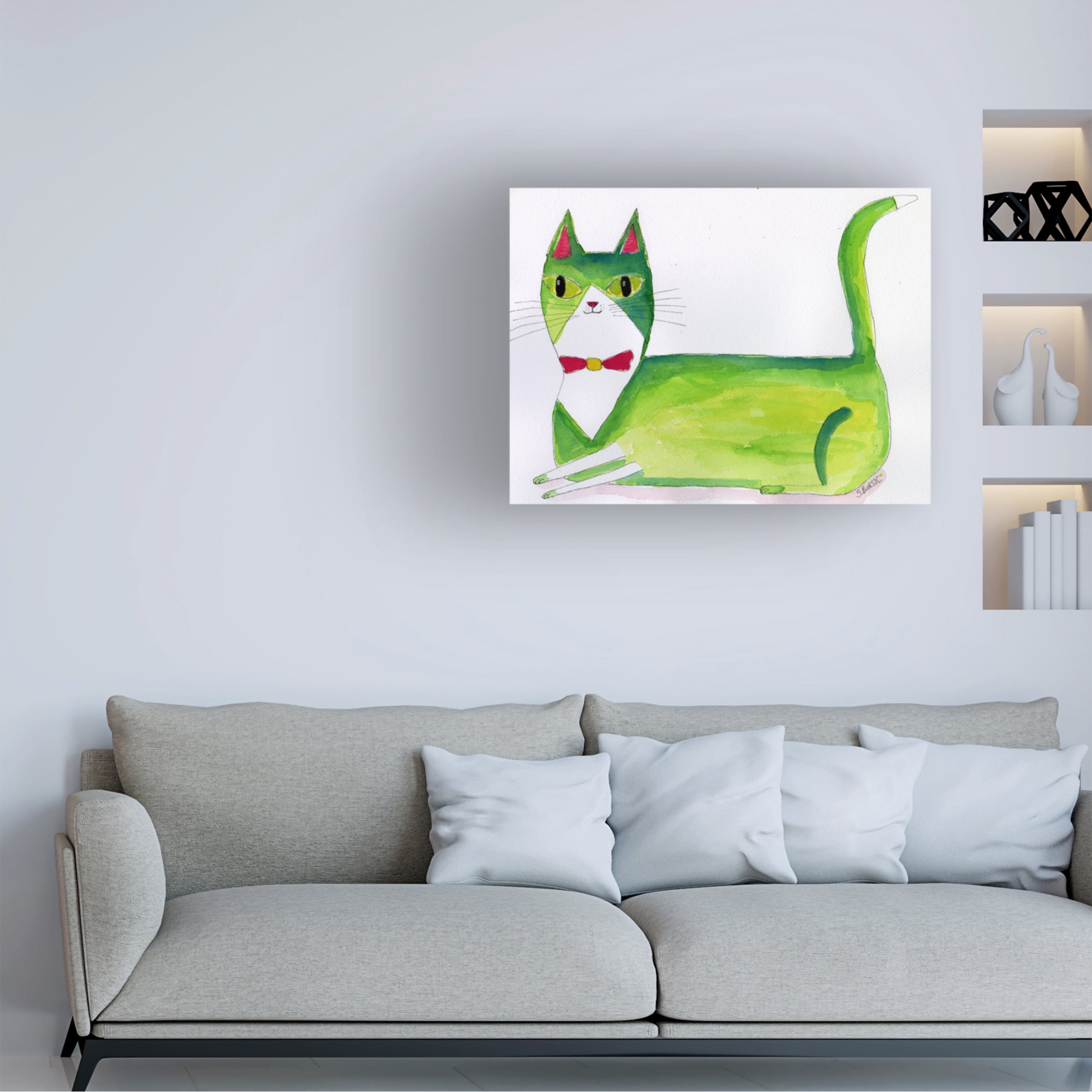 Trademark Fine Art Sharyn Bursic  The green cat Canvas Wall Art