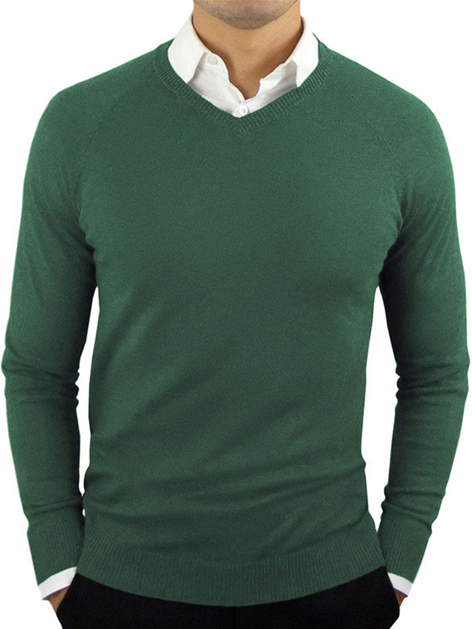 Generic Mens Casual V Neck Solid Pullover Jumper Sweater Tops