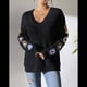 thumbnail image 5 of Suéteres de Larga de Crochet con Estampado Floral Bohemio Clásico para Mujer, Jersey Informal de Punto para Otoño-Invierno 2025. Negro M, 5 of 9