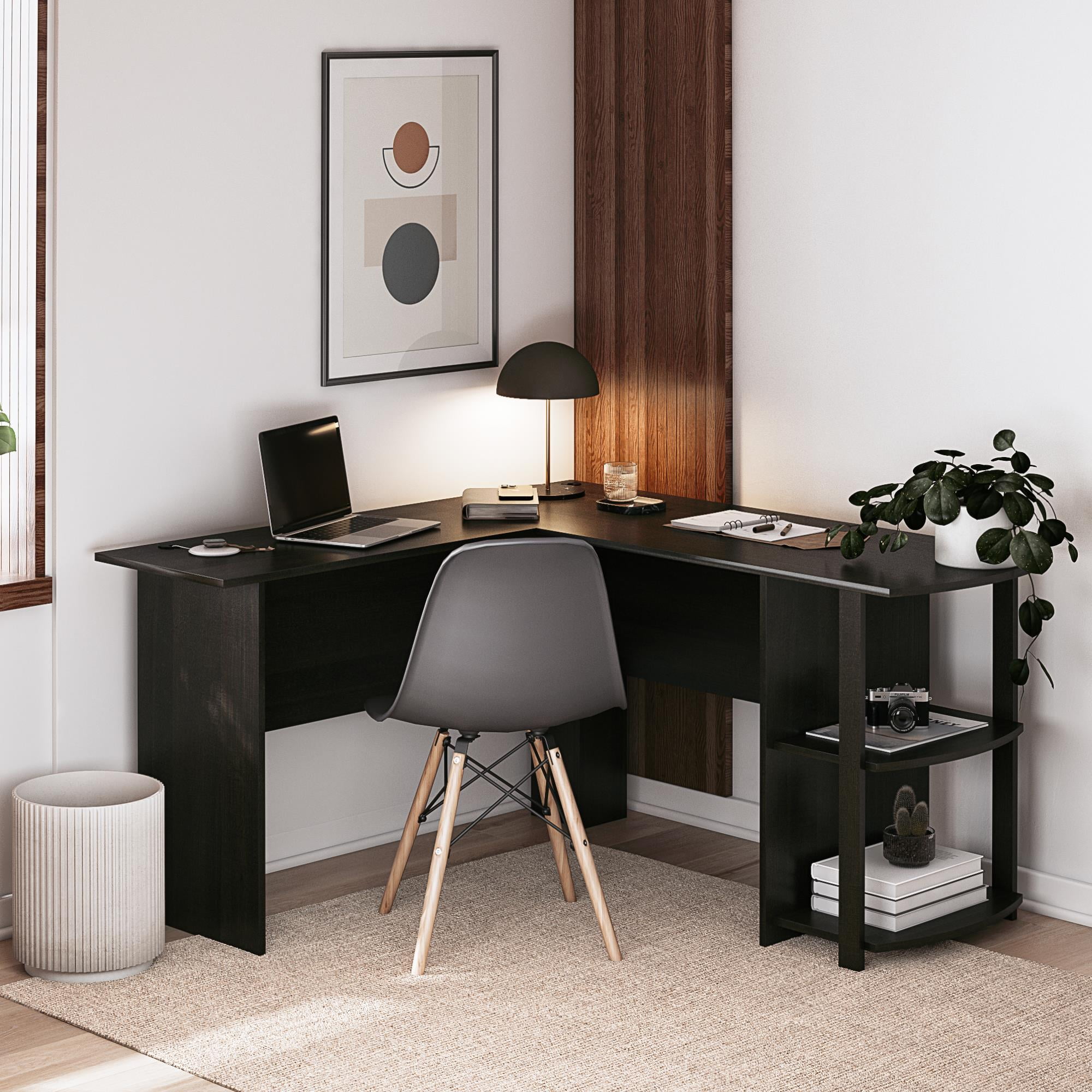 Ameriwood Home L Shaped Desk with Side Storage, Espresso