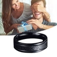thumbnail image 3 of Anillo de acero de titanio Bling Bling Anillo negro con números, 3 of 10