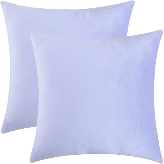 Set of 2 Comfy Soft Throw Pillow Covers for Sofa Couch, Decorative Square Cushion Cases for Bedroom Car (18 x 18 Inches, Lavender Blue)