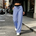 thumbnail image 2 of Tqcoqu Women's 2026 Striped Wide Leg Pants Sweatpants with Pocket, Knit Drawstring Elastic Waist Pj Bottom Casual Pants, Daily Home Wear Fall Outfits,Women's,Size S-XXL, 2 of 8