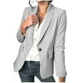 thumbnail image 2 of jjayotai Womens Coat Tops Clearance Womens Blazer Business Solid Lightweight Long Sleeve Lapel Button Coats Work Plus Size Casual Loose Suit Jackets With Pockets, 2 of 6