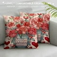 thumbnail image 3 of ONETECH  Valentine's Day Throw Pillow Covers Red Heart Mason Jars Roses Diamond Lattice Hello Valentine Love You More Decorative Pillowcases for Home Sofa Couch, 3 of 5