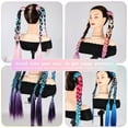 thumbnail image 5 of NOGIS Blue Pink Braided Hair Ponytail Extensions 2 Ponytail Festival Rave Colorful Ombre Hair Extensions for Braids Top Elastic Wrap and Natural Soft Braiding Hair Extension Braid Hair, 5 of 7