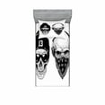 thumbnail image 2 of Ambesonne Black White Fitted Sheet & Pillow Sham Set, Funny Skull Band, Full, Black White, 2 of 3
