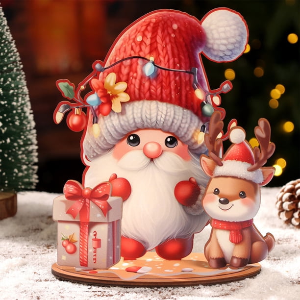 Ganfancp Innovadora Navidad Pintado de Madera Ensamblado Decoración Decoración de Navidad Puzzle Ornamento para Escritorio Construye Tu Propia Cabaña de Santa Claus y Renos Pantalla Ofertas Del Día 1