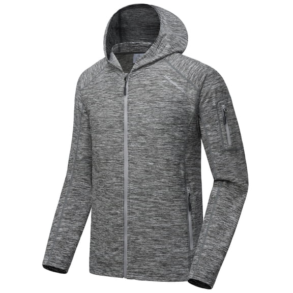 Men's Running Sport Track Hooded Jacket Full Zip Workout Athletic Fitness Jackets for Training Gray Heather S