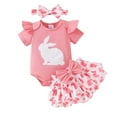 thumbnail image 1 of MIASHUI Ensemble Jupe Bébé Fille 3 Pcs Tenues Manches Courtes Barboteuse Robe Florale Bandeau, Rouge, 0-3 Mois, 1 of 9