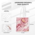 thumbnail image 2 of Canvas Bag Tote Bag Shopping Bag 16×15in Can Be Carried By Hand And Can Be Used For Daily Travel Such As Shopping And Going To Work Pink Marble_1, 2 of 8