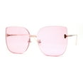thumbnail image 3 of Womens Oversize Rimless Solid Shield Butterfly Diva Sunglasses Gold Pink, 3 of 4