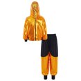 thumbnail image 3 of Haitryli Girls Boys 2 Piece Hip Hop Jazz Modern Dance Outfits Metallic Hooded Jacket and Jogger Pants Set Strretwear Gold 15-16, 3 of 7