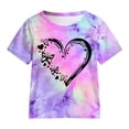 thumbnail image 4 of Leey-World 1T 2T 3T 4T 5T 6T Toddler Baby Girl Summer Clothes Set Short Sleeve T-shirt Tops Pants Little Kids School Wear Outfits 2Pcs(Light Purple,4-5 Years), 4 of 5