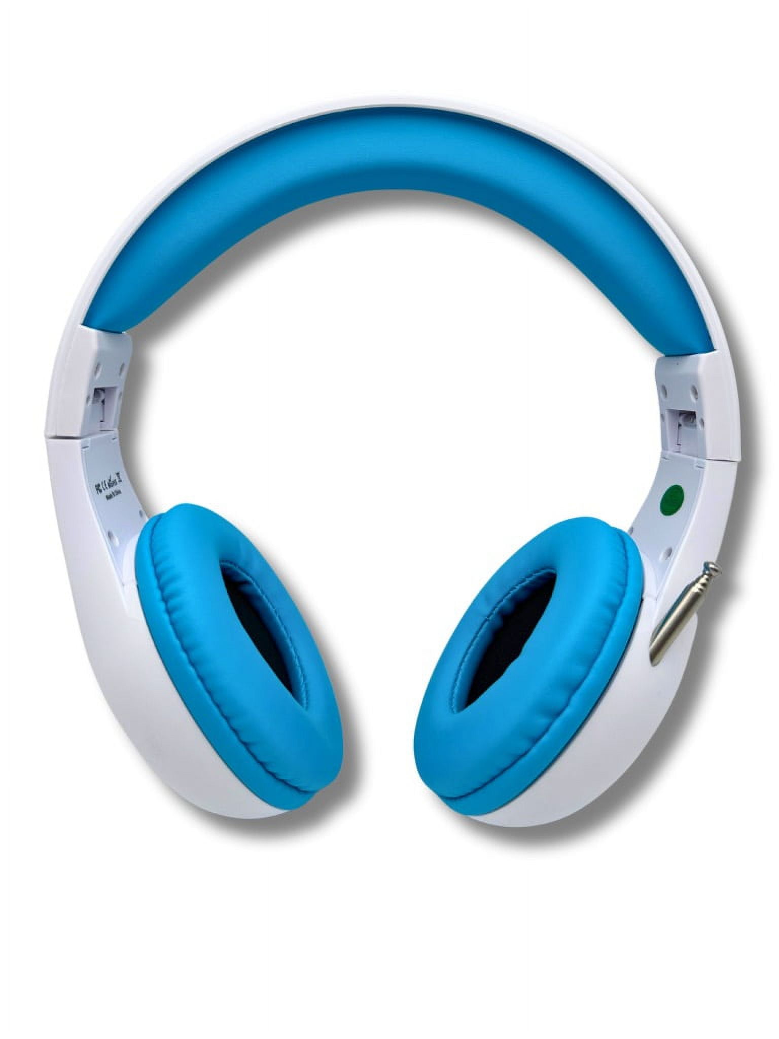 Things Audio Portable Personal FM Radio Headphones with Pull-Out Antenna, White and Blue