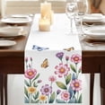 thumbnail image 3 of Table Runners 70 Inches Long Dress Scarves, Pink Flowers Farmhouse Coffee/Dining/Kitchen Table Decor, Holiday Table Runner, Spring Floral Butterfly Leaves Plants Pastoral 13x70 Inch, 3 of 9