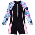 thumbnail image 1 of Zanarzt Baby Rash Guard Teen Girl Swimsuit with Padding Long Sleeve Swimsuit Racerback Bathing Suit Swimwear Black,11-12 Years, 1 of 6