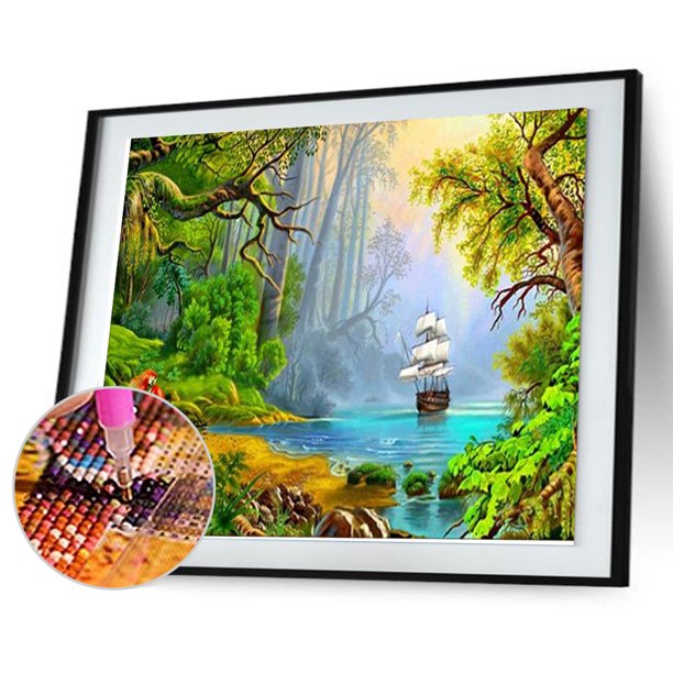 Taladro Pintura Diamante (DE0010) 5D Bordado Completo DIY Paisaje Punto de Cruz (m002) 20X30cm Hugtrwg Para estrenar