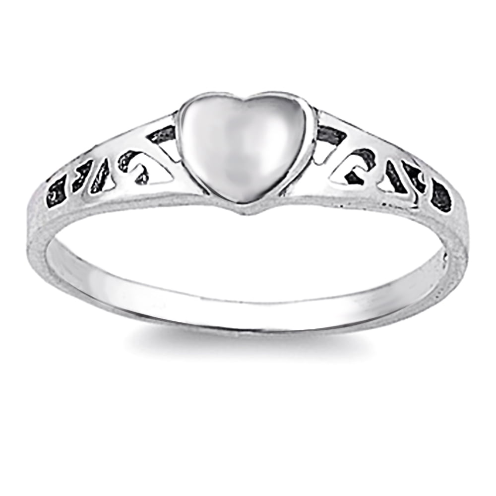 Sterling Silver Heart Ring 5mm ( Size 1 to 10)