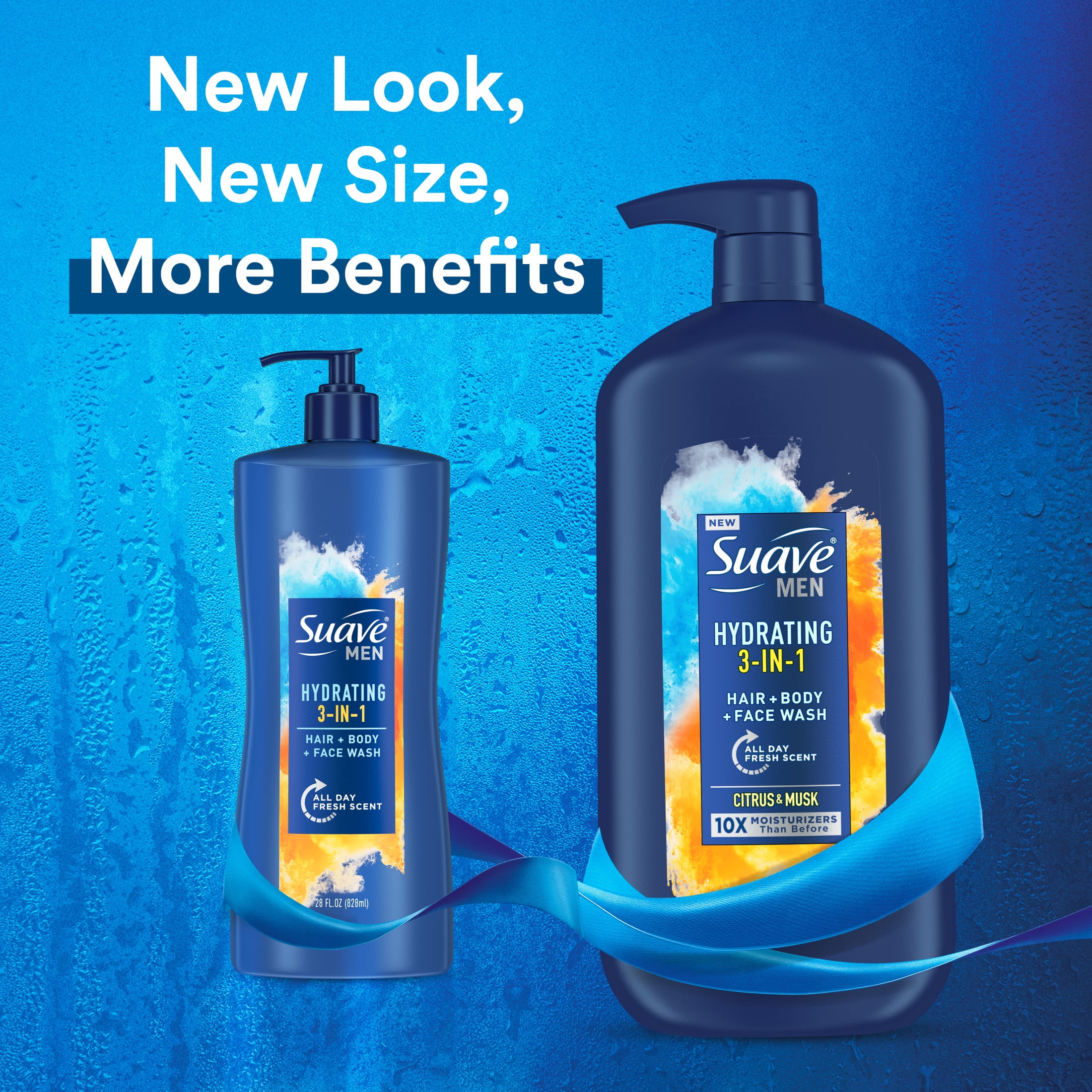 Suave Men 3 in 1 Mens Body Wash, Hair, Face and Body Wash, Hydrating, Citrus & Musk, 30 oz