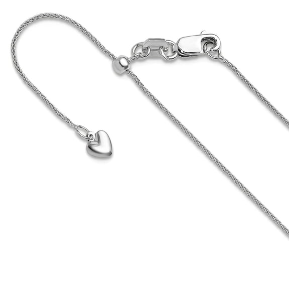 14k White Gold Adjustable .85mm Wheat Chain Necklace 30 Inch Chain Necklace for Women and Men
