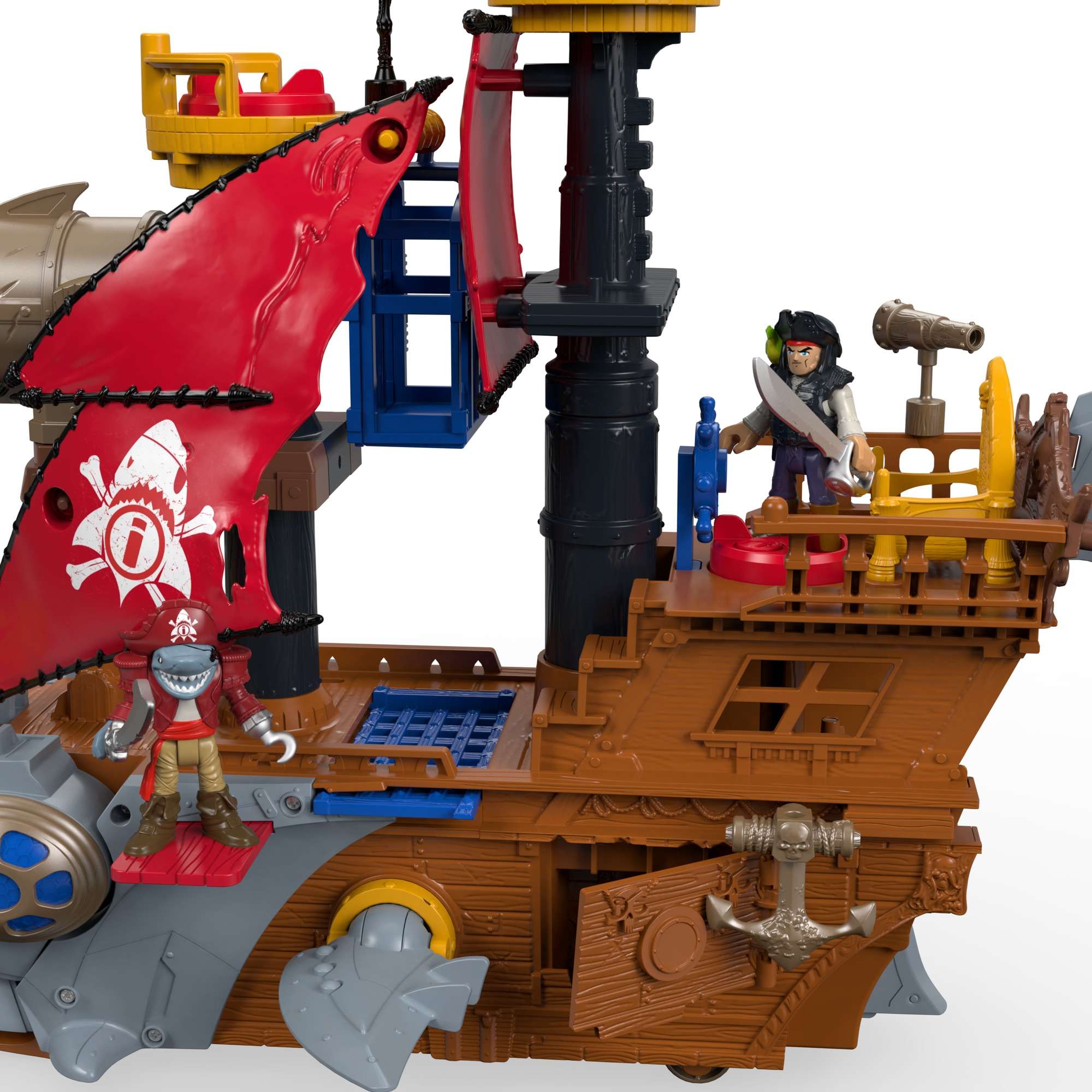 Imaginext Pirate Ship Playset with Shark Bite Action, Launcher and Jail Cel  自動車