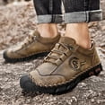 thumbnail image 2 of Xfvqtps Mens Casual Shoes Lace Up Lightweight Outdoor Versatile British Driving Motorcycle Shoes Summer Plus Size Fashion Sports Shoes Khaki, 2 of 7