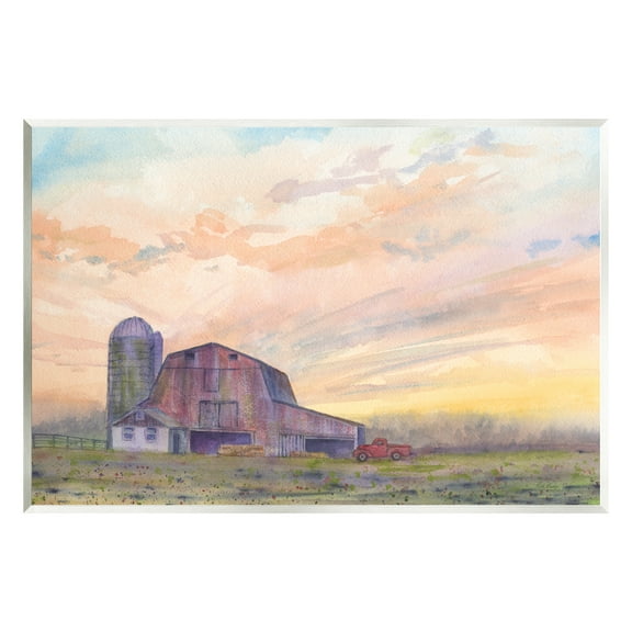Stupell Industries Country Barn at Sunrise Nature Painting Unframed Art Print Wall Art, 15 x 10