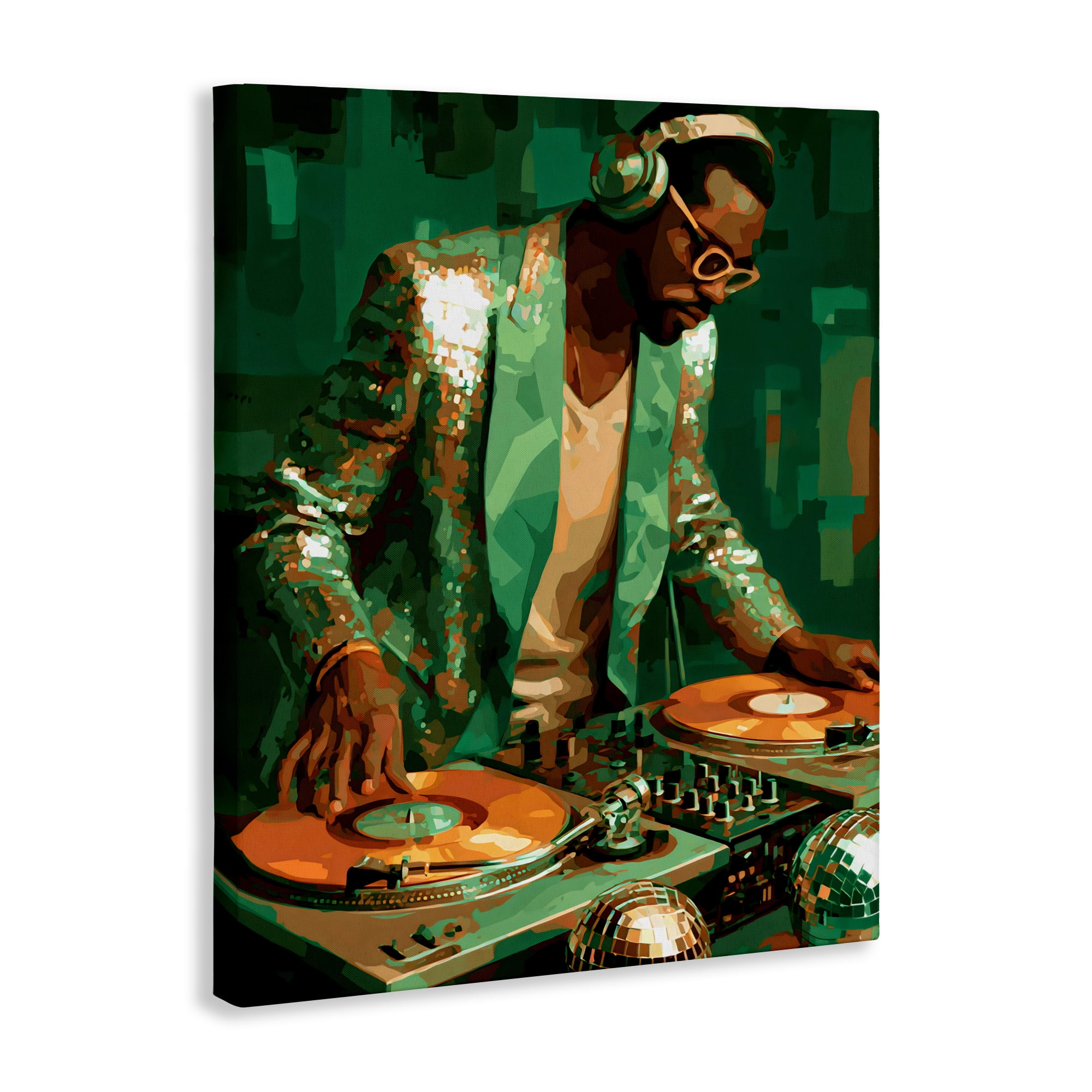 Stupell Industries Green Disco DJ Music Canvas Wall Art, design by Franklyn Gregory