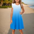 thumbnail image 2 of Juniors Girls Dresses Cute Ruffle Sleeveless Crewneck Sundresses Teens Kids Gradient Printed Pullover Beach Midi Dress Size 4-14, 2 of 9