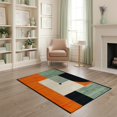 thumbnail image 2 of ODIKA 4'x6' Washable Area Rug Vinyl Record Minimalist Music Disc Bold Tone Block Retro Concentric for Home Office, Under Desk, Non-Slip Chair-Friendly, Flatwoven, 2 of 7