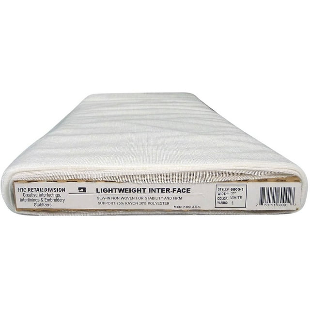 Light Weight Inter-Face White HTC6000-1 - 20 Inches Wide, Sew-In Non Woven Sold By The Yard