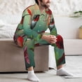 thumbnail image 7 of Naloa Hummingbird Floral Paradise Men’s Pajamas Set - Long Sleeve Button Down Sleep Shirt and Pajama Bottoms Sleepwear Set-X-Large, 7 of 7