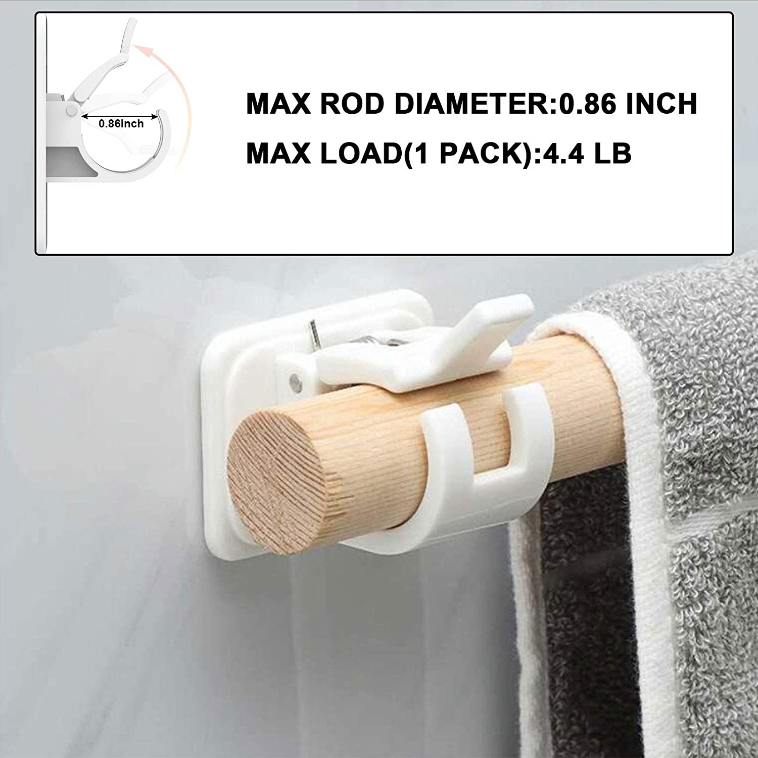 Curtain Rod Bracket Self Adhesive Towel Rod Hook for Home Bathroom ...