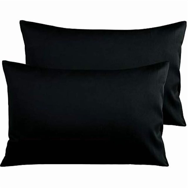 Chenchen Egyptian Cotton Queen Pillowcases - Set of 2, 500 Thread Count Cotton Pillowcases - Soft and Breathable Envelope Closure Pillow Cases - 20x30 Pillow Covers for Bed, Black