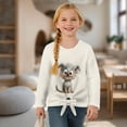 thumbnail image 4 of Xixirimido Cartoon Shih Tzu Dog Pattern Girls Long Sleeve Shirt Kids Crewneck T-Shirts Trendy 3D Graphic Tie-hem Cute Tees for Fall Winter, Size 9-10, 4 of 7