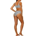 thumbnail image 3 of Conjuntos de bikini de tankini de cintura alta de leopardo para mujer de 2 piezas, parte superior de escote redondo, parte inferior de control de abdomen, trajes de baño impresos en leopardo mediano, 3 of 5